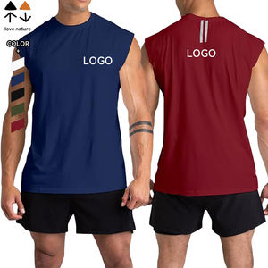 Débardeur de sport d'été pour homme - Polyester/coton tricoté anti-boulochage, col rond, décontracté, ample, uni, pour la course à pied - Product Image 1