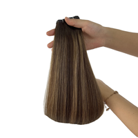Ekstensi Rambut Manusia Rusia Remy Grade Machine Double Weft Berkualitas Tinggi, Pewarnaan Sutra Lurus, Dapat Disesuaikan untuk Kepang