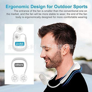 <b>Neck</b> Fan With USB Rechargeable LED <b>Lights</b> Mini Silent Foldable Portable Wearable Fan For Sports Outdoor Use - Product Image 5