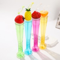 500ml Fruitbeker Tuinbekers Plastic Partybekers met rietje en deksel Lage prijs Promotionele fles