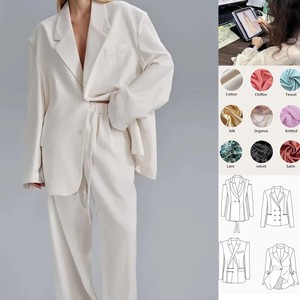 Ensemble deux pièces <span class=keywords><strong>blazer</strong></span> surdimensionné haut de gamme pour <span class=keywords><strong>femme</strong></span>, élégant et décontracté, couleur unie, idéal pour le bureau et le quotidien - Product Image 1
