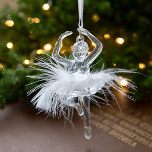 Décoration de Noël, pendentif en cristal transparent en acrylique avec paillettes, flocon de neige, ornement suspendu pour arbre de Noël - Product Image 4
