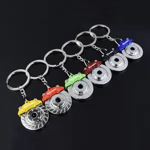 Wholesale Mini Creative Small Gift Car Brake Disc Pendant Accessories Keychains Auto Parts Models Spinning Racing Brake Keychain