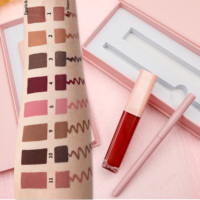 Label pribadi lipstik cair Matte tahan air dan Set garis bibir Set riasan berkotak Logo kustom Vegan tahan lama