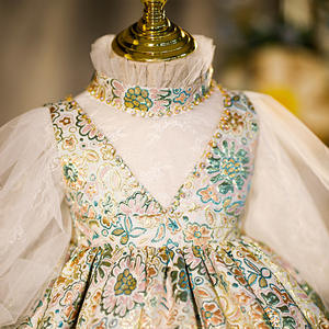 Gonna da principessa da ballo per bambini in pizzo a maniche lunghe abiti da festa stampati per bambini abiti da bambina - Product Image 3