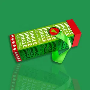 个性化圣诞饰品盒光泽叮当铃红绿长方体糖果盒带丝带