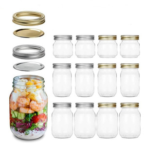 Bán Buôn 4Oz 8Oz 16Oz Rõ Ràng Rộng Miệng Thủy Tinh Mason Jar Thực Phẩm Đồ Hộp Lưu Trữ Jar Với Nắp Kim Loại - Product Image 2