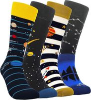 Chaussettes habillées pour hommes, taille standard, design original, avec logo sur le revers, motif amusant, en coton peigné, pour le sport, cadeaux fantaisie pour hommes