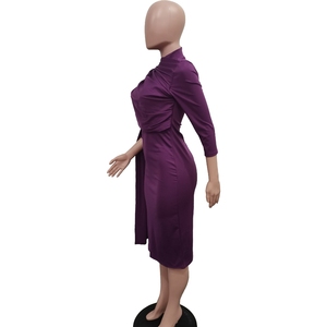 Vestidos de Mujer de Color Sólido, Cuello Medio Alto, Largo Medio, Estilo Irregular con Volantes, a la Moda - Product Image 5