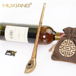 Muxiang Vintage Copper Pipe Bent Style Tobacco Pipe Handmade Traditional Design - Product Image 3