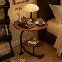 Table basse de chambre à coucher, étagère double niveau pour petit appartement, idéale pour salon, mobile et durable, style Mid-Century Modern