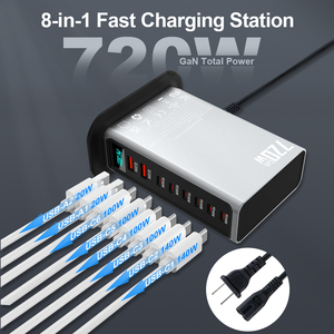 Station de charge multiport GaN 720W de haute qualité 6C2A, adaptateur Type C PD <span class=keywords><strong>140W</strong></span>, <span class=keywords><strong>chargeur</strong></span> portable pour tous les ordinateurs portables <span class=keywords><strong>Apple</strong></span> <span class=keywords><strong>140W</strong></span> - Product Image 5
