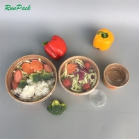 Bol jetable en papier kraft de 250ml 350ml 500ml, contenant pour aliments, pour soupe ou salade, de couleur marron, 8oz 12oz 16oz 26oz 32oz, 750ml, 1000ml