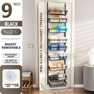 Estante de Especias Colgante de 9 Niveles Ajustable, Organizador de Metal para Colgar Sobre la Puerta de la Despensa, Almacenamiento para Oficina, Lavandería, Cocina - Product Image 4