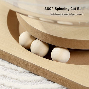 Casa de gato al por mayor cápsula espacial acrílica transparente nido de gato de madera Cama de Gato semicerrada juguete con 3 bolas pequeñas - Product Image 4