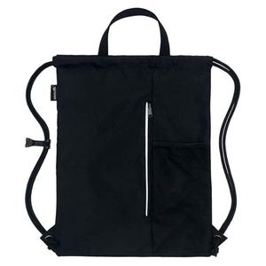 Sac à dos à cordon en nylon polyester 210D imperméable noir avec logo personnalisé et motif sérigraphié – Promotion pour équipement de sport et de gym - Product Image 4