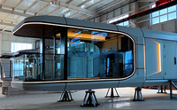 Maison conteneur de luxe moderne en acier, type capsule spatiale, mini-mobil-home préfabriqué pour camping, hôtel, villa, appartement ou usage résidentiel
