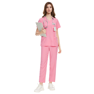 Pantalons longs unisexes en polyester et élasthanne avec logo personnalisé, col en V, manches courtes, fins, lavage à la main, uniformes de médecin et d'infirmière - Product Image 6