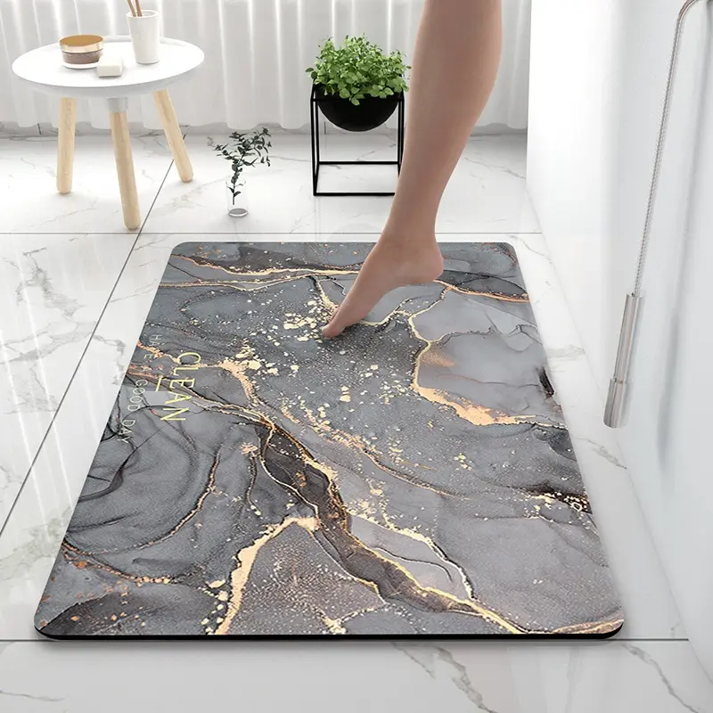 Custom Non Slip Water Absorbent Rubber Mats Mould Resistant Bathroom Floor Mat set Anti Slip Diatomite Bath Mat