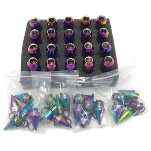 20PCS Aluminum Spike Lug Nuts M12x1.5/M12x1.25 60mm Extended Racing Wheel Nuts 60° Cone Seat Removable Spike Cap Multi Colors - Product Image 2