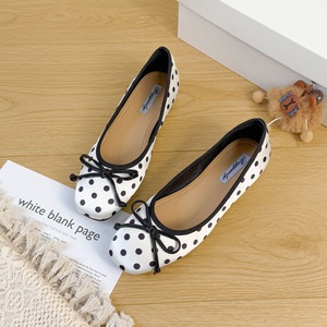Ballerines plates à plateforme pour femmes, style français, à pois, avec nœud, bout rond, 2026, grandes tailles, escarpins tendance - Product Image 6