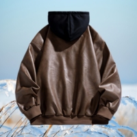 Veste en cuir pour homme, coupe-vent, à capuche, bomber, personnalisée, imperméable, pour moto, en PU, rétro, décontractée, chaude, pour l'hiver