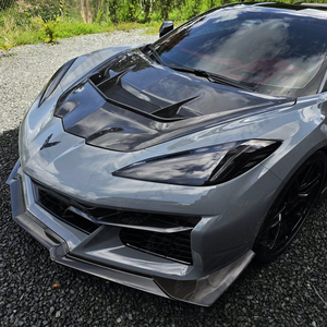 Для 20-Up Corvette C8 Z06 ZR1 стиль сухой карбоновый задний спойлер высокого крыла кронштейн и карбоновый передний капот двигателя обвес - Product Image 4