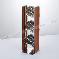 Porte-couverts moderne et élégant en bois et acier inoxydable à trois trous, organisateur de vaisselle en Sapele pour buffet d'hôtel