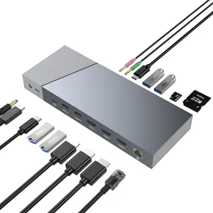 Estación de acoplamiento 4K HDMI USB C 16 en 1 Hub USB con lector de tarjetas PD 100W TF/SD para computadora portátil