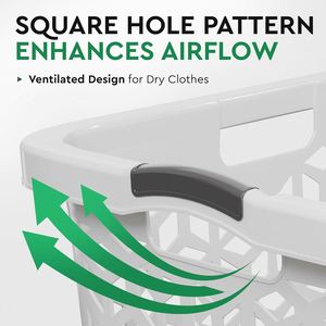 Laundry Basket - Large 2 Bushel Laundry Basket with Handles - Stackable Plastic <b>Hamper</b> for Dirty Clothes - Product Image 2