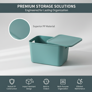 Solutions polyvalentes d'organisation domestique : Boîte <span class=keywords><strong>de</strong></span> rangement robuste en PP avec poignées intégrées - <span class=keywords><strong>Organisateur</strong></span> à couvercle anti-poussière - Product Image 4