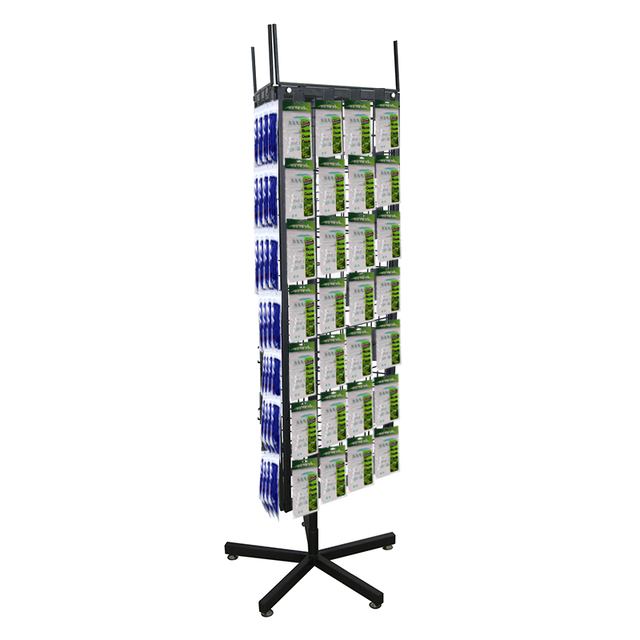 Customize Floor Rotary Turntable Revolving Metal 3 Side Wire Grid Spinning Rotating Product Display Stand Rack