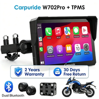 Carpuride W702Pro Reproductor Multimedia para Motocicleta con TPMS, Pantalla Táctil Inalámbrica de 7 Pulgadas con Android Auto, GPS, Resistente al Agua, Desmontable para BMW Moto