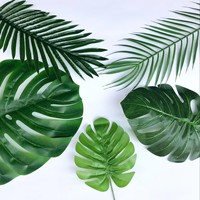 Tanaman Monstera Buatan Daun Palem Hijau Ramah Lingkungan Paket Multi-buah untuk Dekorasi Pengaturan Meja Pernikahan Rumah Grosir