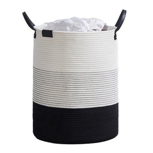 Nordic minimalist dirty clothes storage <b>basket</b>, hand-woven cotton yarn storage <b>basket</b>, <b>large</b> capacity, foldable household - Product Image 4