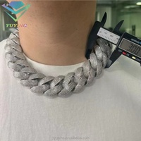 Collar de Diamantes Moissanite VVS de 5-6 Hileras, Estilo Hip-hop, Cadena Cubana con Acabado Plateado para Hombre