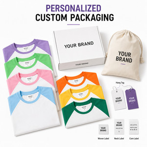 T-shirt Raglan Unisexe 100% Coton avec Logo Personnalisé, Bicolore, Style Baseball, Vente en Gros, Plusieurs Couleurs, Tailles S-4XL, Violet Clair - Product Image 5