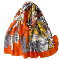 Foulard de luxe musulman imprimé floral en gros, châles en polyester 70*70cm, motifs personnalisés, pour femmes