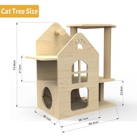 Arbre à chat moderne en bois naturel, tour multi-niveaux, maison pour animaux, griffoir en sisal, structure d'escalade pour chat