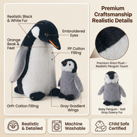 Peluche personnalisée pingouin : Ensemble parent-enfant, pingouin empereur en peluche doux et câlin, jouet éducatif pour enfants, cadeau, usine OEM ODM