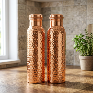 Bouteille d'eau personnalisée en cuivre pur – Écologique, jetable, double paroi, grande capacité, portable, style américain avec paille - Product Image 3