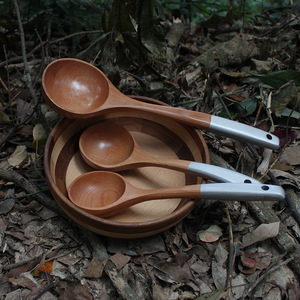 Juego de Cucharas de Madera de Haya Sunshine Hemu, Cucharón Curvo Grande, Mediano y Pequeño, Utensilios de Cocina Reutilizables - Product Image 3