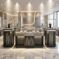Ensemble de présentoirs pour bijouterie commerciale sur mesure, vitrine de présentation de bijoux en verre sur pied avec éclairage LED, armoire de présentation