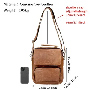 กระเป๋าหนังวัวแท้ AndoBag รุ่นวินเทจ สะพายข้าง/สะพายไหล่ สำหรับผู้ชาย กระเป๋าสะพายธุรกิจ กระเป๋าถือขนาดใหญ่ รุ่น 1535 - Product Image 2