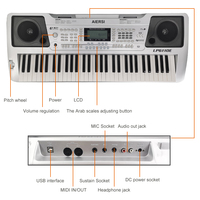 Piano électrique à 61 touches avec échelles arabes, écran LCD, MIDI, mode d'apprentissage et interface de sustain, prise en charge OEM