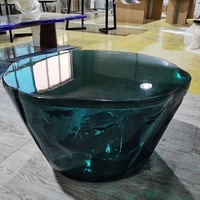 Table à thé époxy ronde en option, couleur unique, table à café en résine pure