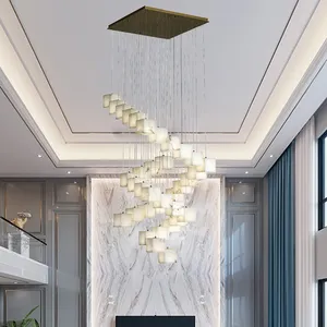 Modern alabastro minimalista sala escadaria duplex villa luz luxo cristal grande lustre