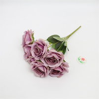 High End Faux Rose Bloem Boeket 7 Hoofden Kunstzijde Roos Boeket Decoratieve Bloem Roze Geel Voor Bruiloft Evenement Diy Decor
