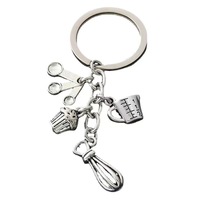 Porte-clés de chef : Outils de pâtisserie, couteau, fourchette, fouet, livre de recettes, breloque de cuisine pour la cuisson