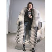 Manteau en fourrure de renard véritable tendance de haute qualité, vente directe d'usine, fourrure de renard croisé, manteau long, grande taille